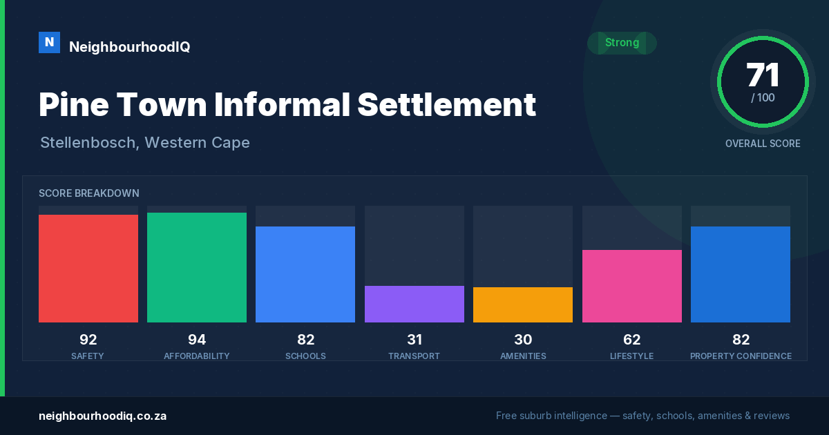 Pine Town Informal Settlement report card